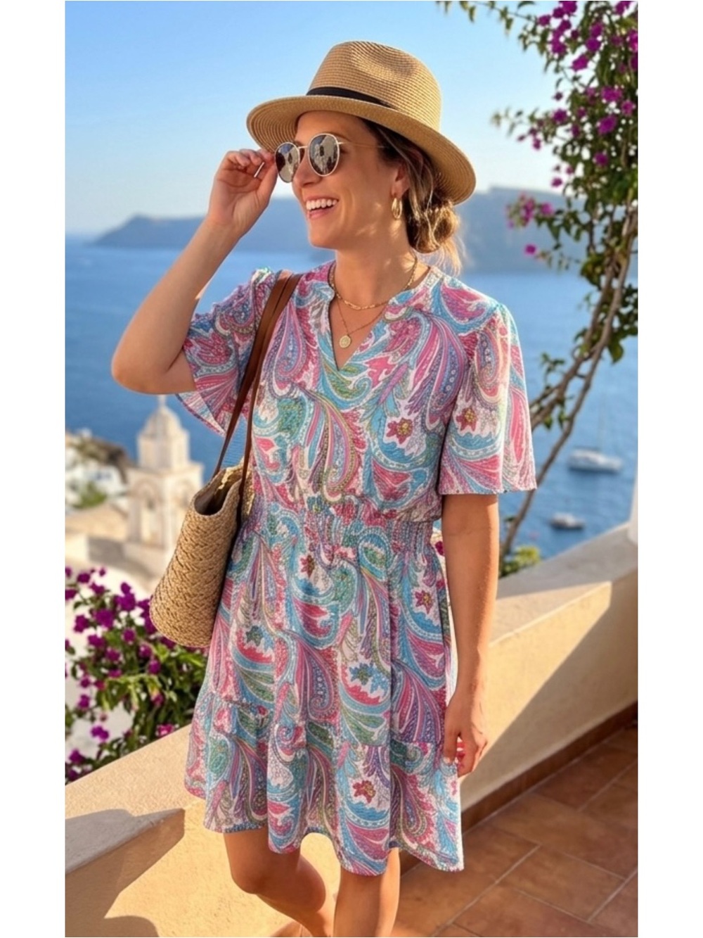 SPLA Paisley Print Smocked Waist Dress 3X